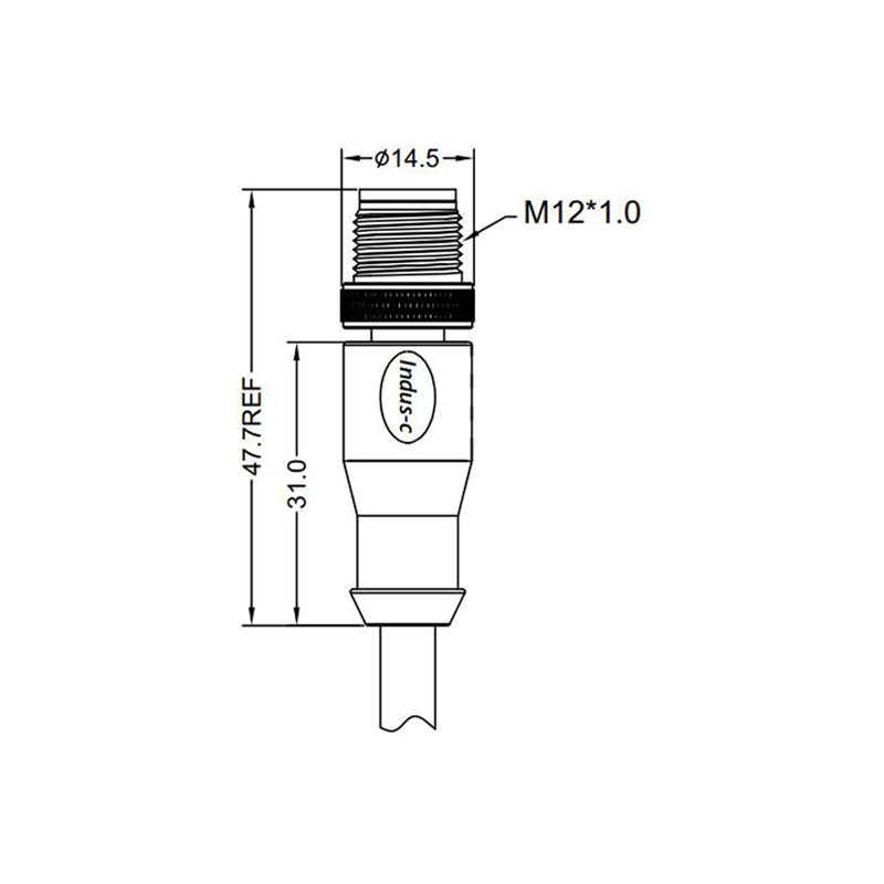 M12 12pins A code male straight molded cable,shielded,PUR,-40°C~+105°C,26AWG 0.14mm²,brass with nickel plated screw